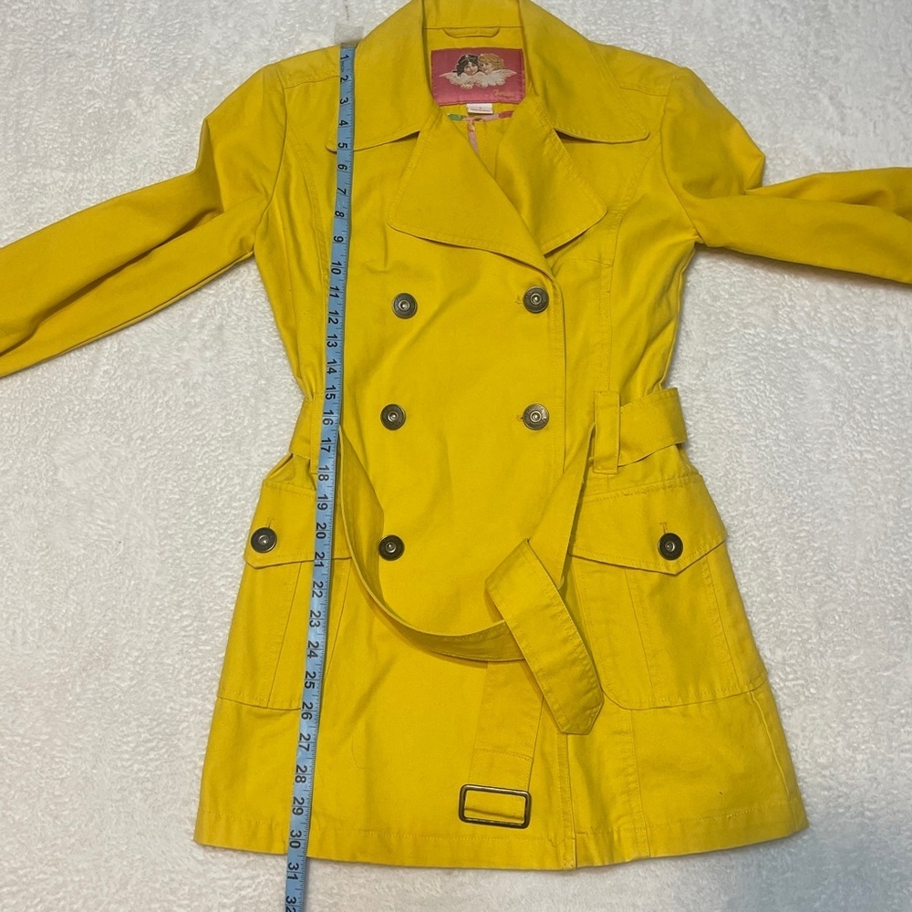 Fiorucci Bright Yellow Double Breasted Transitional Spring Trench Dopamine Coat - Picture 6 of 16